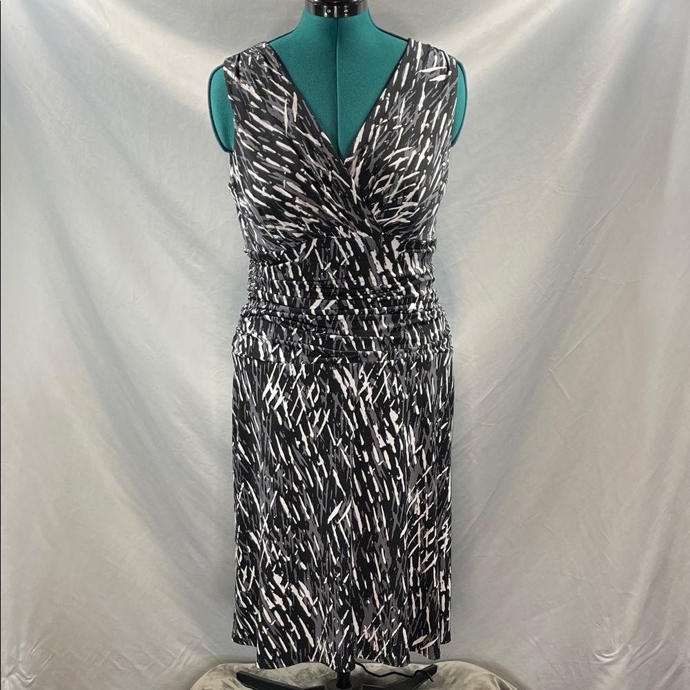 Nine West Black and White Patterned Midi Dress